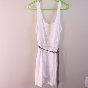 White sundress with belt and back cut out